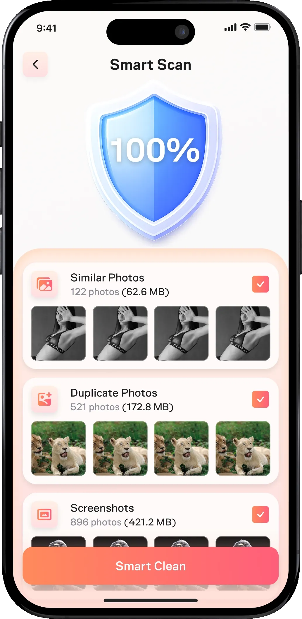 Smart Scan screen