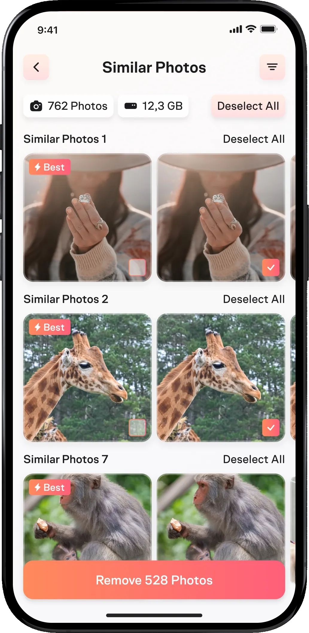 Similar photos screen